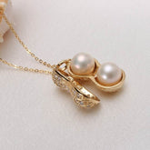Arzonai Explosive hot selling imitation freshwater pearl jewelry rising peanut pendant short Korean necklace clavicle chain wholesale